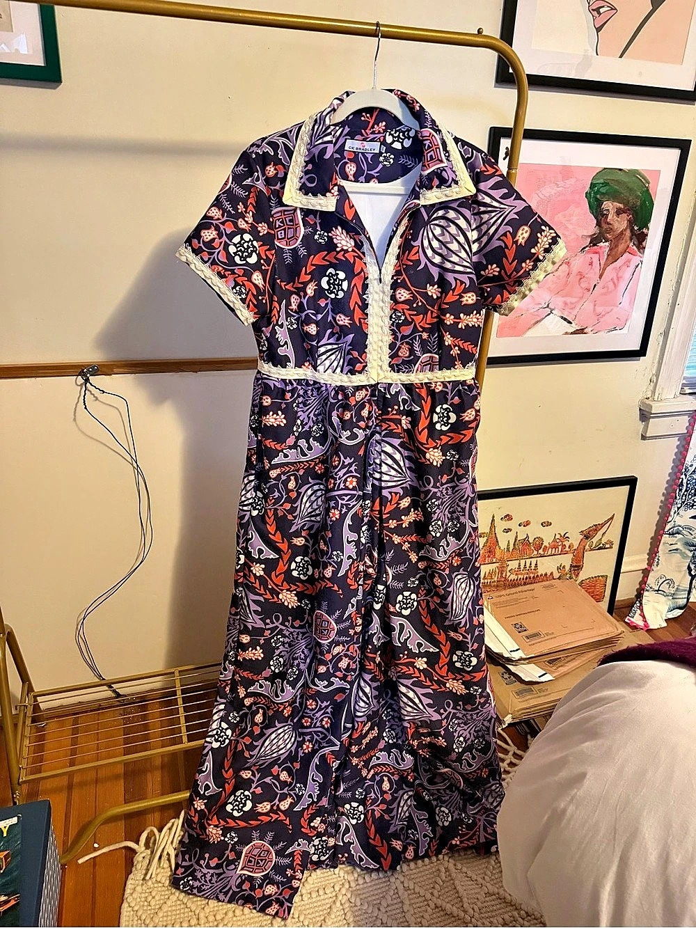 CK Bradley 70’s inspired Floral Print jumpsuit in Purple & Orange